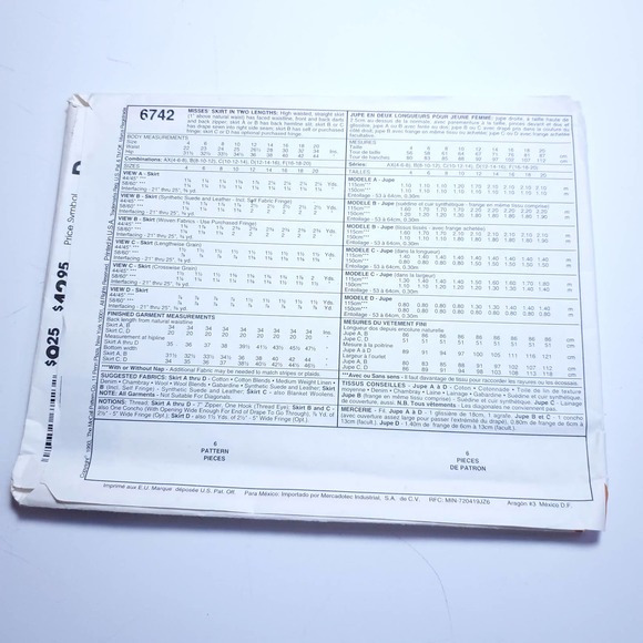 Vintage | McCalls Fringe Skirts Pattern - Picture 4 of 4